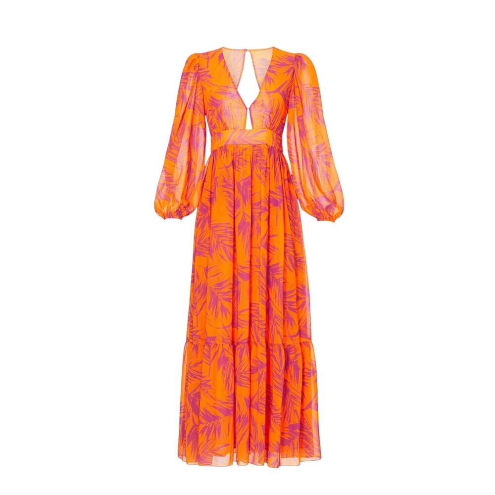 Toccin x RTR Women's Preloved Palm Print Maxi Dress in Orange floral  Size 8